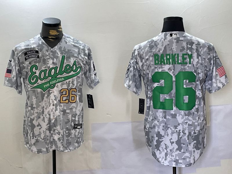 Men Philadelphia Eagles #26 Barkley Nike Arctic Camo 2024 Salute to Service Limited NFL Jersey style 5